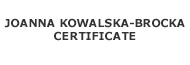 Joanna Kowalska-Brocka Certyfikaty (2)